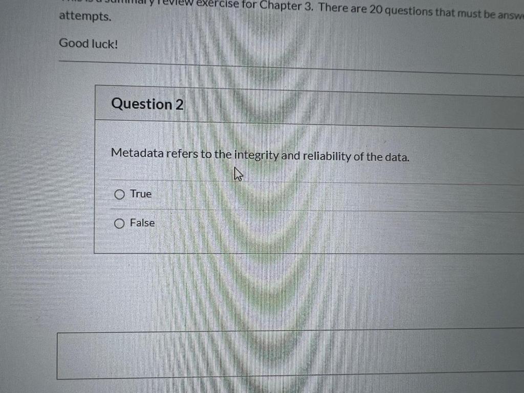Question 1 A database is a collection of raw data