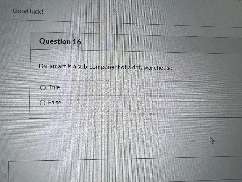 Question 1 A database is a collection of raw data