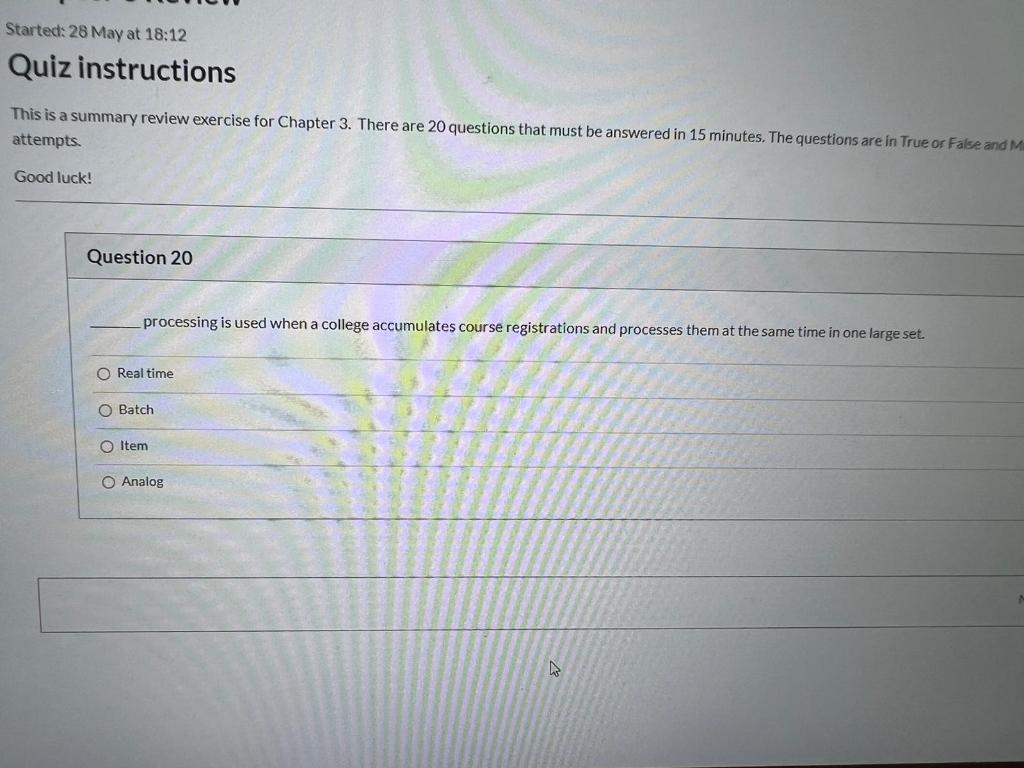 Question 1 A database is a collection of raw data