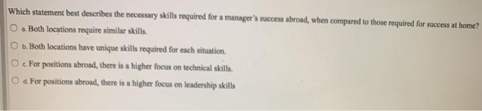 Which statement best describes the necessary