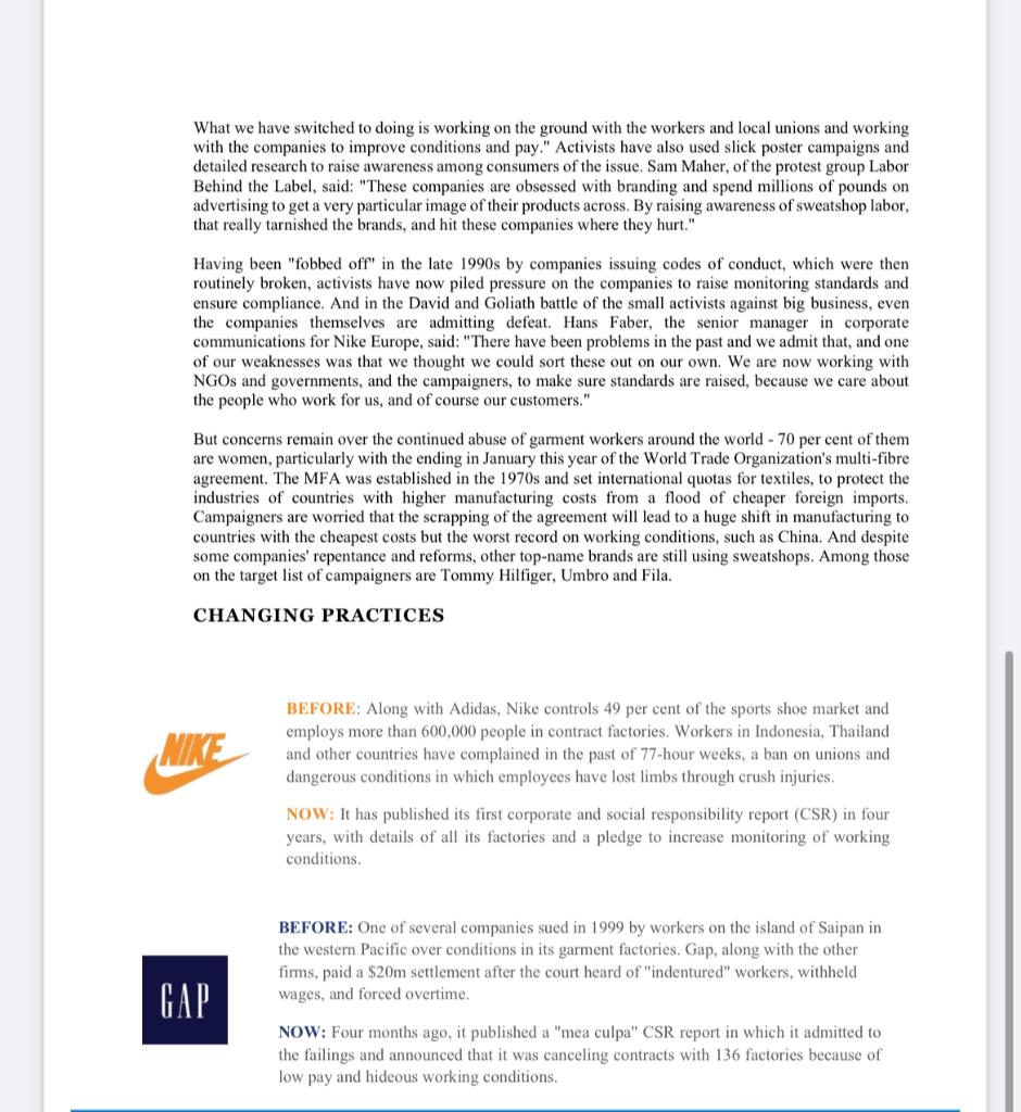 Question 4: From the Stakeholder theory