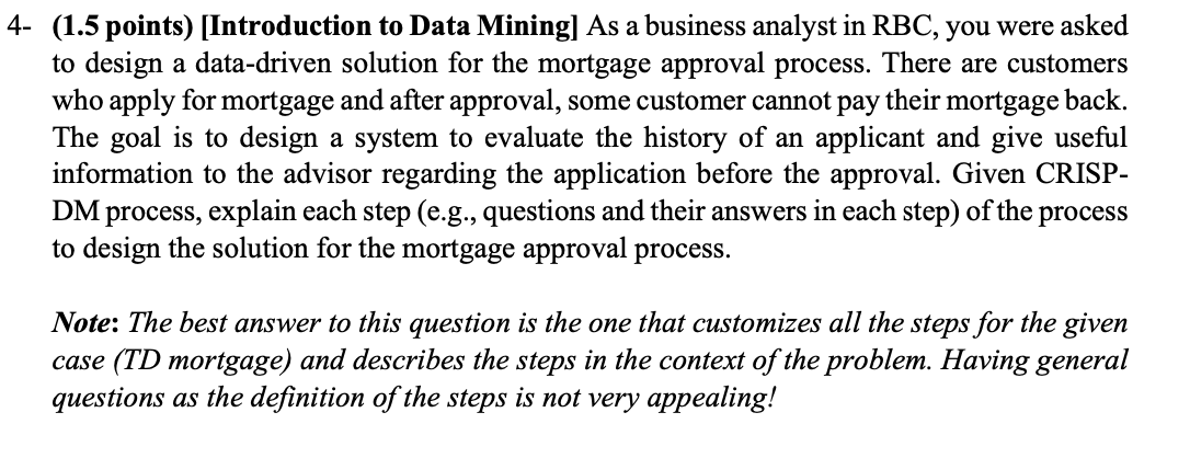 - (1.5 points) [Introduction to Data Mining] As a