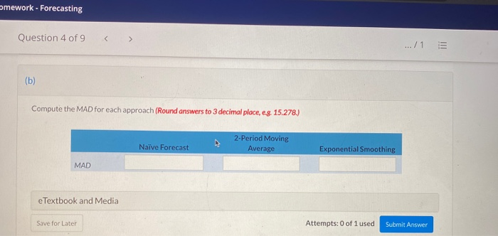 need part B. Ch 8 Homework - Forecasting Question
