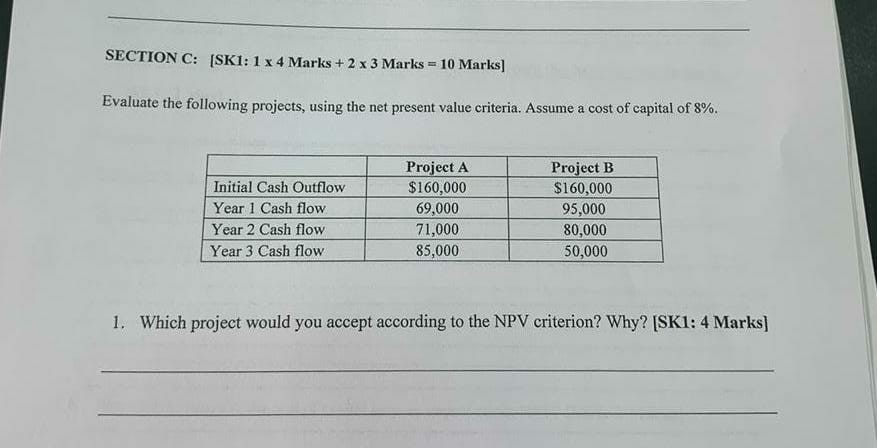 SECTION C: SK1: 1 x 4 Marks + 2 x 3 Marks = 10
