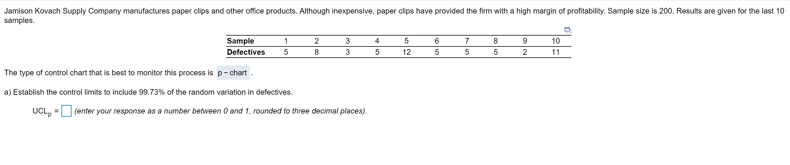 What is the UCL? What is the LCL? Is it in