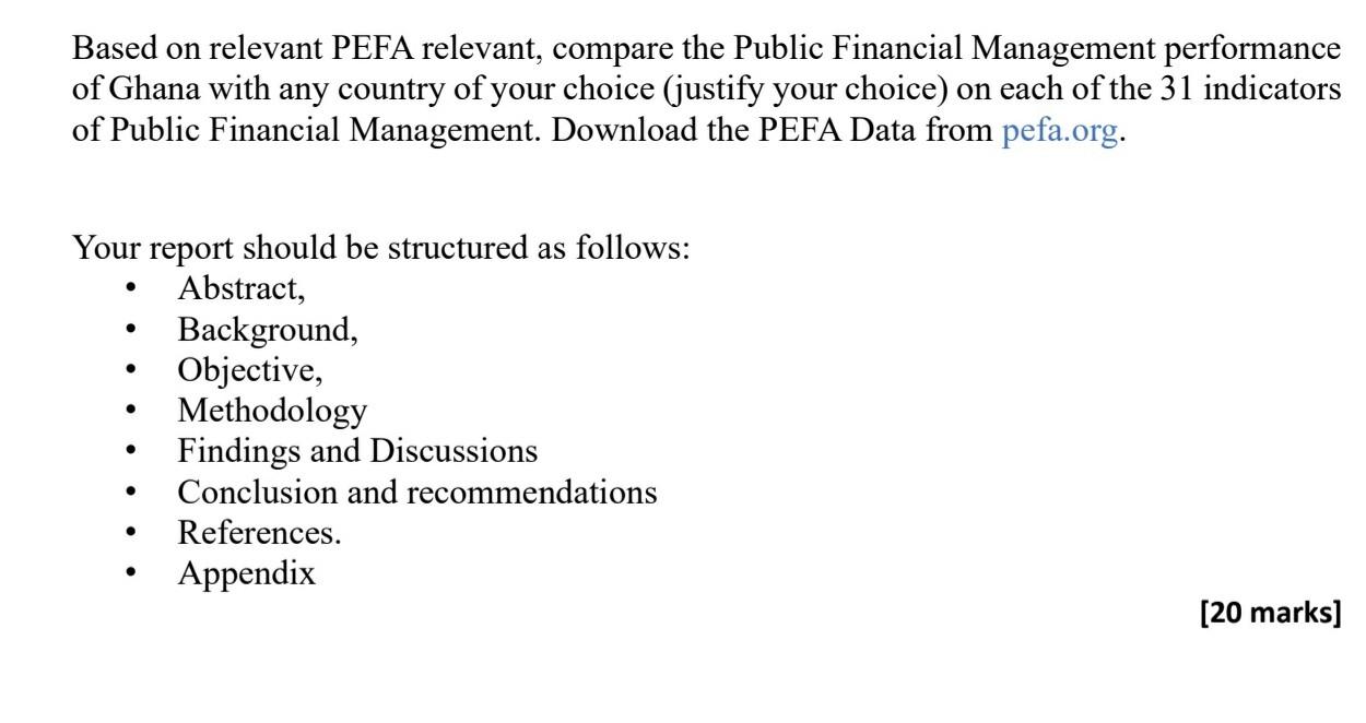 Based on relevant PEFA relevant, compare the