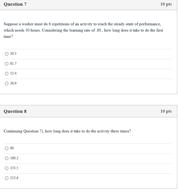Question 7 10 pts Suppose a worker must do 6
