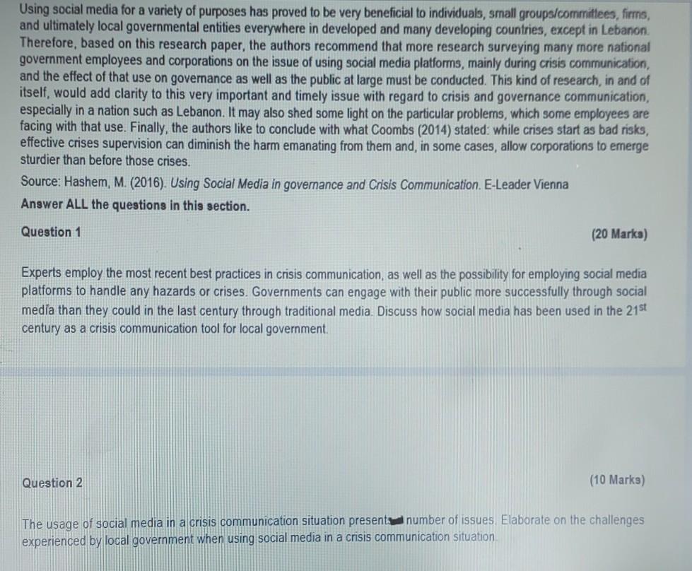 CASE STUDY [30 Marks] Read the following case