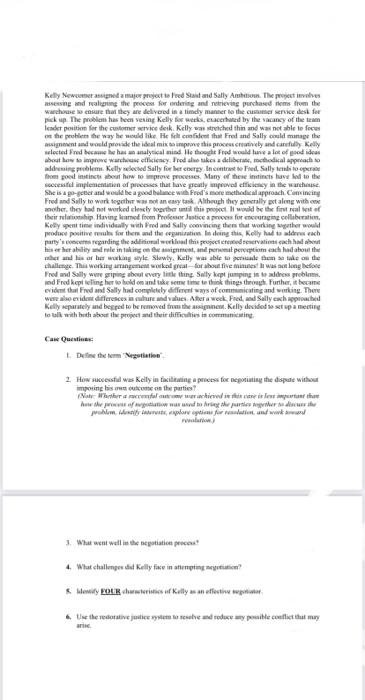 Kelly Newcomer assigned a major project tood