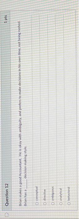 give me answers only 0 Question 12 1 pts Brian