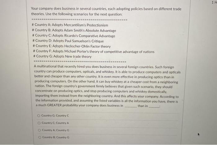 11 Your company does business in several