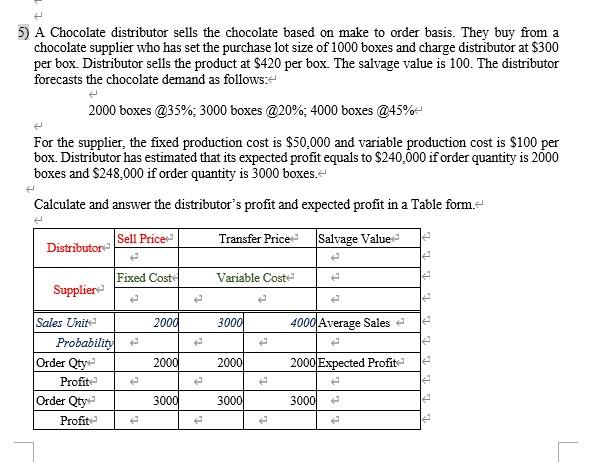 21 5) A Chocolate distributor sells the chocolate