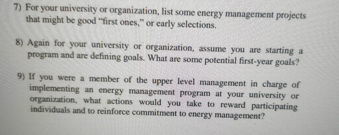 [PLEASE SOLVE 7,8 AND 9 ] 7) For your university
