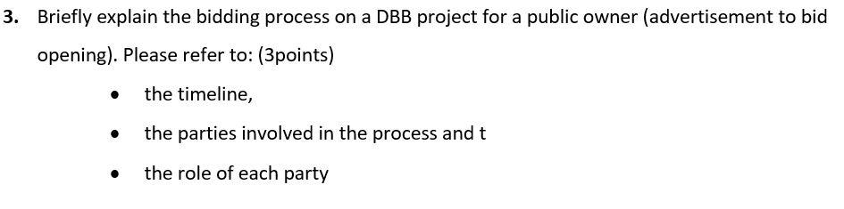 3. Briefly explain the bidding process on a DBB