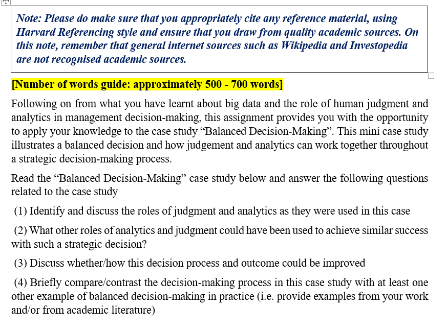 Follow the instruction. Read the case study and