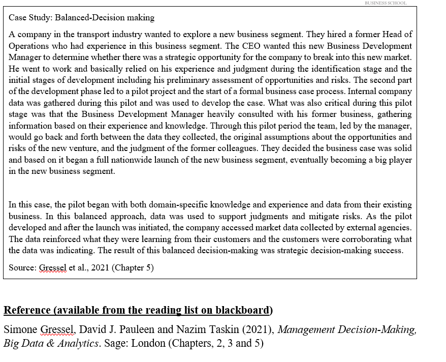 Follow the instruction. Read the case study and