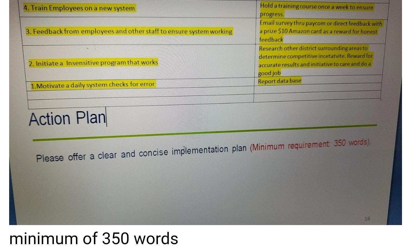 I need a implementation plan my project is over