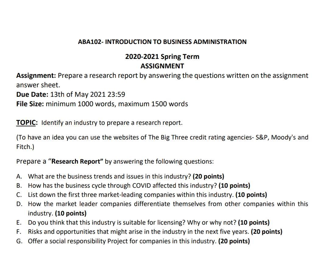 ABA102- INTRODUCTION TO BUSINESS ADMINISTRATION