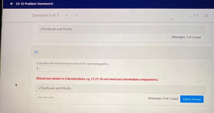 + Ch 12 Problem Homework 5 Question 5 of 7