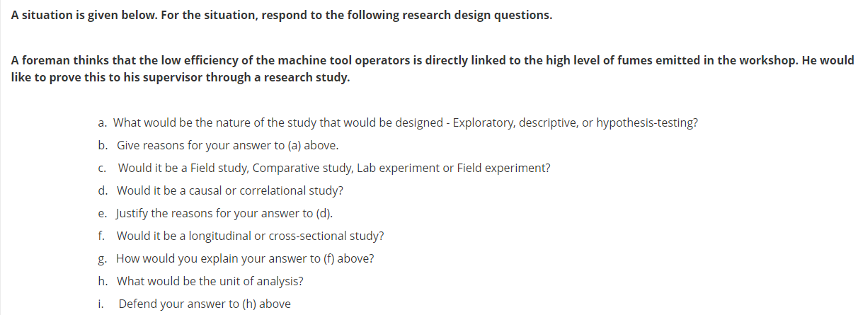 A situation is given below. For the situation,