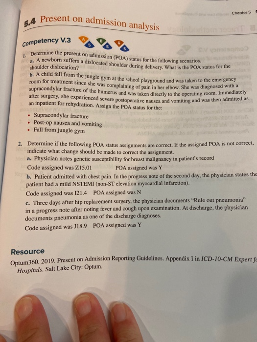 5.4 Present on admission analysis Chapter 5 1