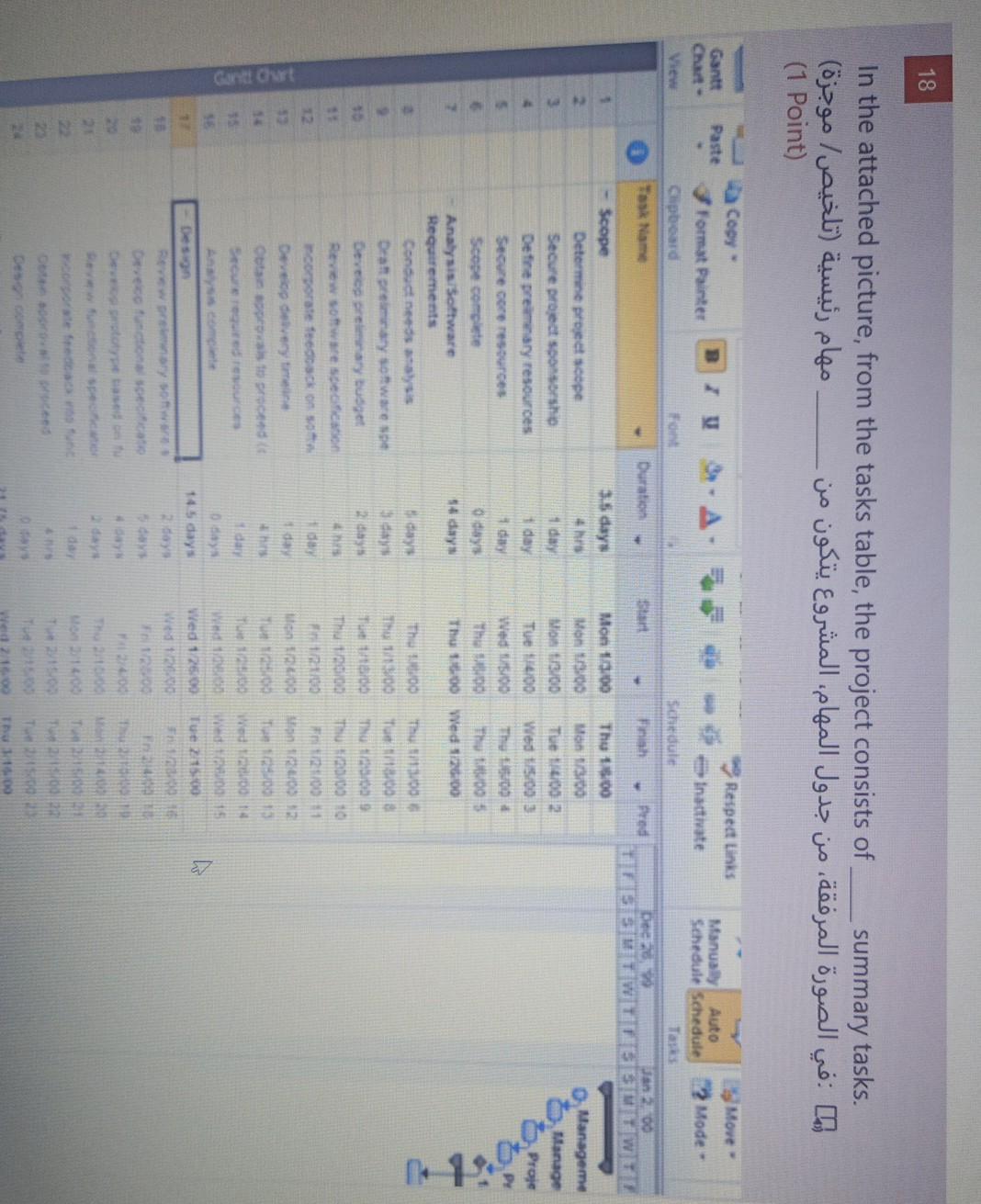 18 In the attached picture, from the tasks table,