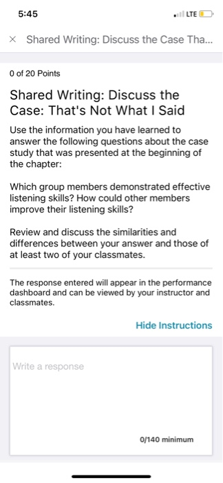 5:45 LTE x Shared Writing: Discuss the Case