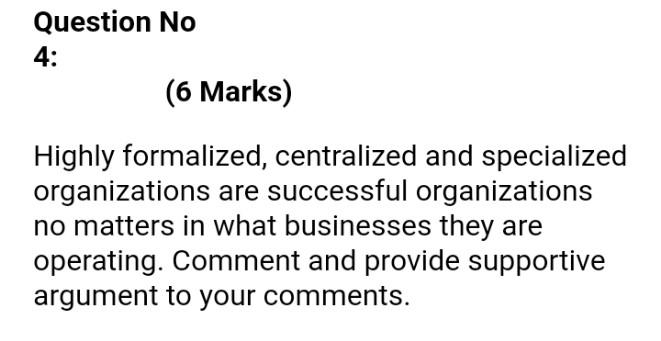 management Question No 4: (6 Marks) Highly