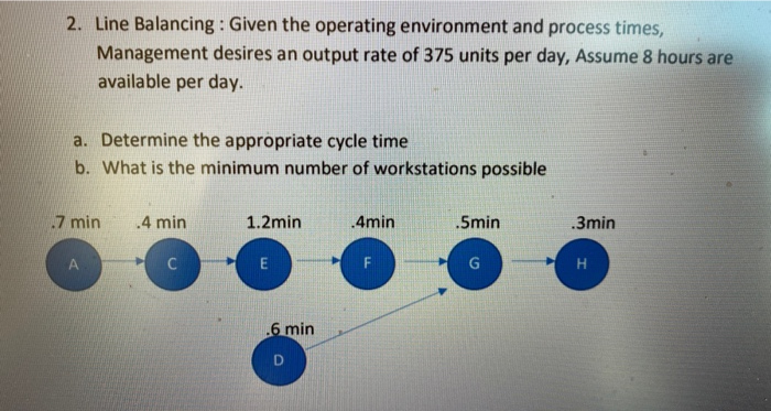 2. Line Balancing : Given the operating