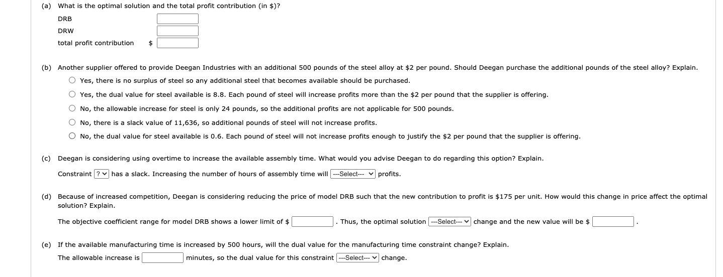 Module 2: LP Sensitivity Analysis (QUESTION 6) 6.