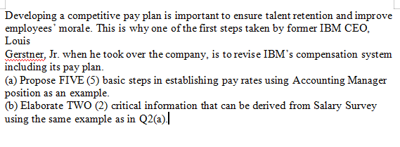 Developing a competitive pay plan is important to