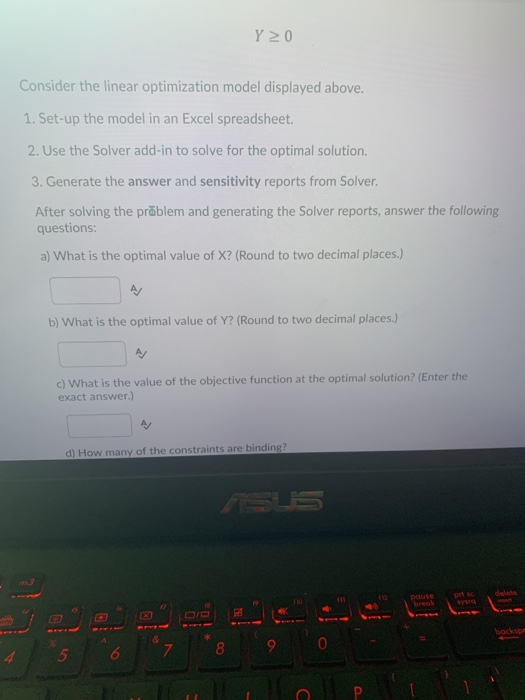 tion 9 (15 points) Max 25X + 10Y subject to 2x +