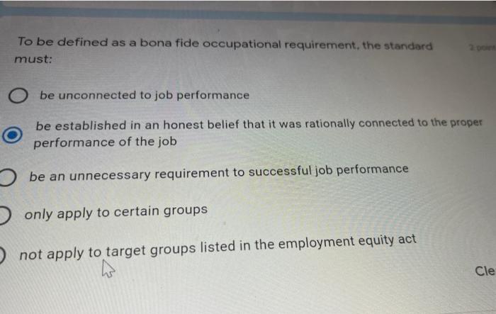 To be defined as a bona fide occupational