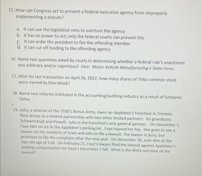 15. How can Congress act to prevent a federal