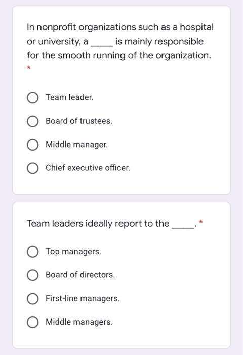 In nonprofit organizations such as a hospital or