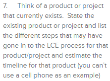 7. Think of a product or project that currently