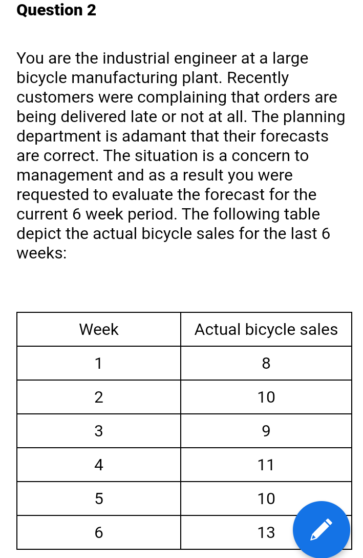 You are the industrial engineer at a large