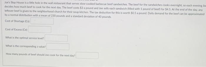fill in blanks Joe's Slop House is a little hole