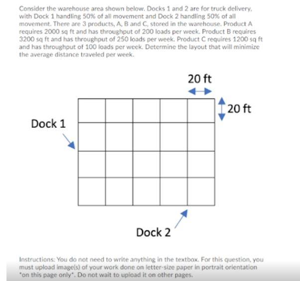 Consider the warehouse area shown below. Docks 1
