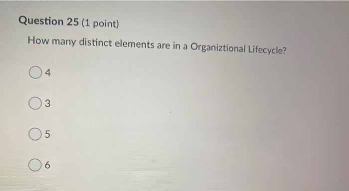 Question 24 (1 point) The organizational