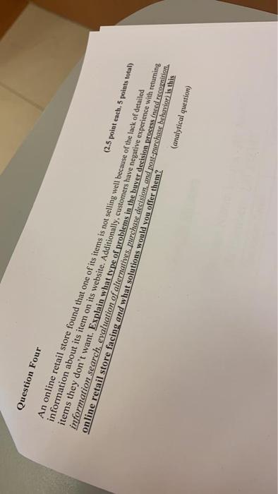 Question Four (2.5 point each.5 points total) An