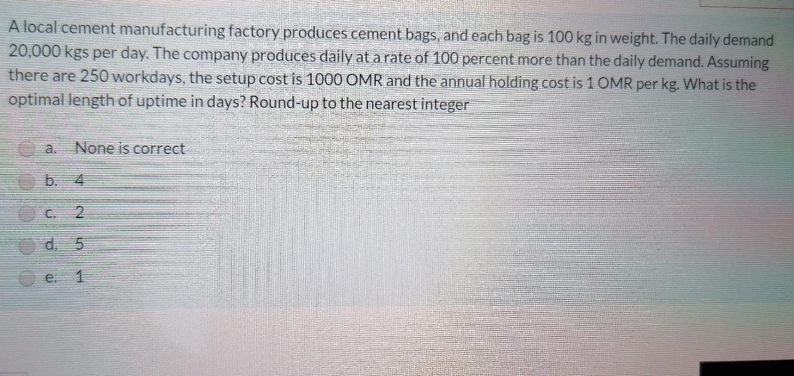 A local cement manufacturing factory produces