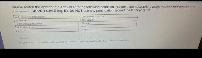 Please match the appropriate ANSWER to the