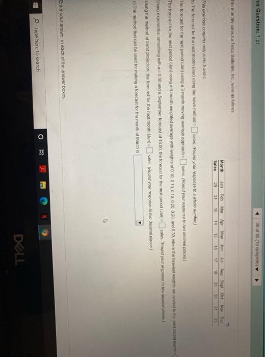 The monthly for Telco Batteries in were as