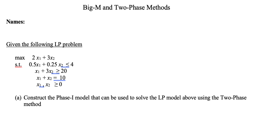 Big-Mand Two-Phase Methods Names: Given the