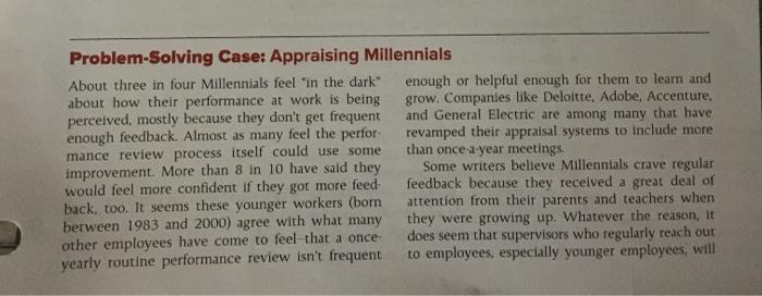 Problem Solving Case: Appraising Millennials