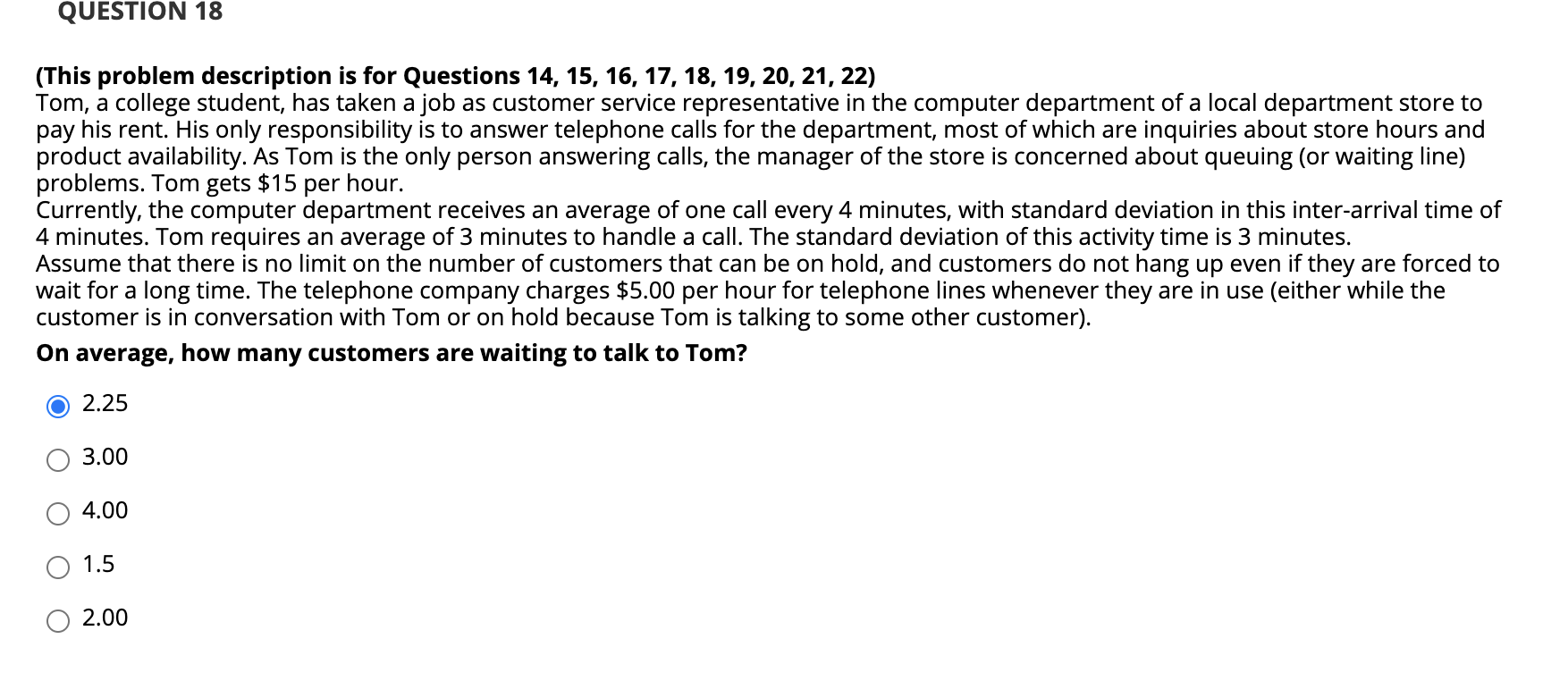 QUESTION 18 (This problem description is for