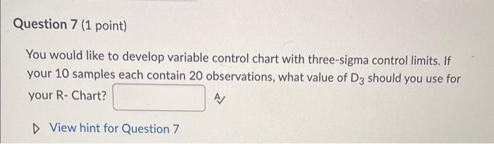 You would like to develop variable control chart