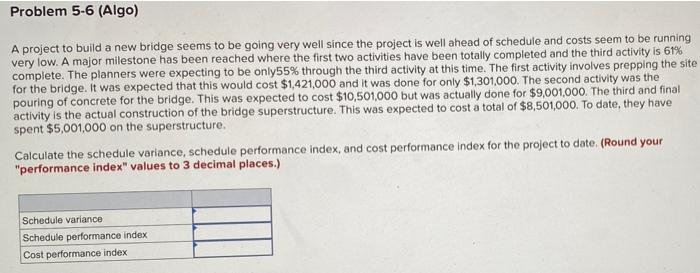 Problem 5-6 (Algo) A project to build a new