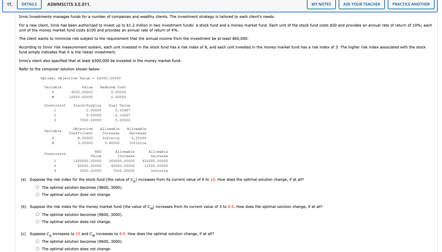 Module 2: LP Sensitivity Analysis (QUESTION 11)